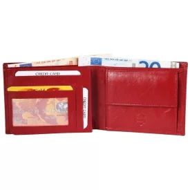   Akzent férfi pénztárca valódi bőrből, piros Druckknopfverschluss 3000018-003