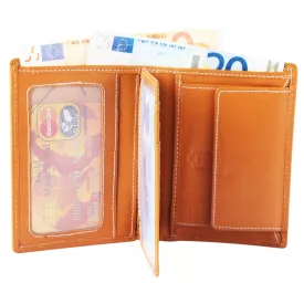   Akzent férfi pénztárca valódi bőrből, világosbarna, 10 x 12 cm 3000030-004