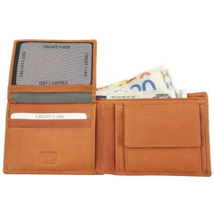 Leonardo Verrelli bőr pénztárca cognac színben, RFID