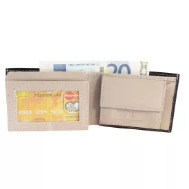 Excellanc mini pénztárca valódi bőrből, fekete/szürke