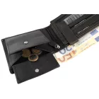 Leonardo Verrelli, valódi bőr pénztárca, RFID, fekete