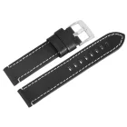Steinmeister bőr óraszíj, fekete, fehér varrással, 20 mm