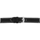 Steinmeister bőr óraszíj, fekete, fehér varrással, 20 mm