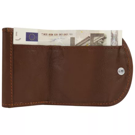 Excellanc mini pénztárca valódi bőrből, barna Druckknopfverschluss 3020004-006