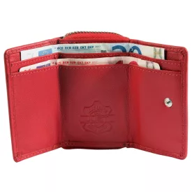 JUST valódi bőr pénztárca, RFID, dobozban piros