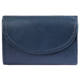   Excellanc mini pénztárca valódi bőrből, kék Druckknopfverschluss 3020004-009