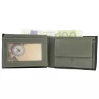 Excellanc mini pénztárca valódi bőrből, fekvő formátum, fekete/olívazöld
