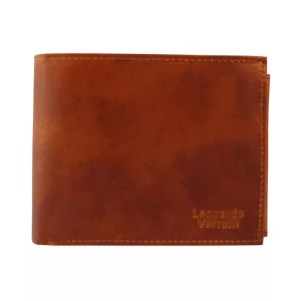 Leonardo Verrelli valódi bőr pénztárca, RFID, cognac
