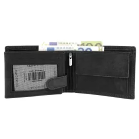   Akzent férfi pénztárca valódi bőrből, RFID, fekete Druckknopfverschluss