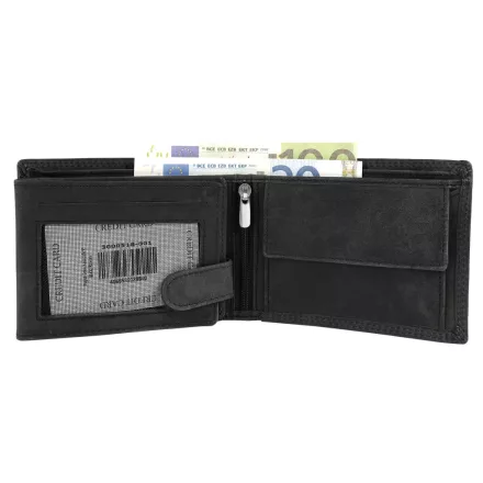 Akzent férfi pénztárca valódi bőrből, RFID, fekete Druckknopfverschluss