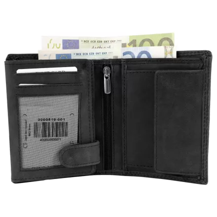 Akzent férfi pénztárca valódi bőrből (Hunter-bőr), RFID, fekete
