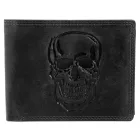 Akzent valódi bőr pénztárca, RFID, Totenkopf, fekete