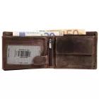 Akzent valódi bőr pénztárca, RFID, keresztirányú, "Totenkopf", barna