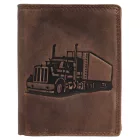 Akzent valódi bőr pénztárca, RFID, "Truck", barna
