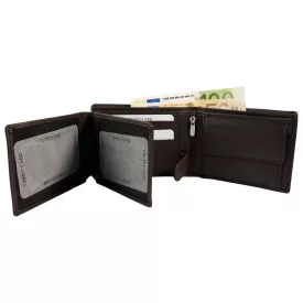   Akzent valódi bőr pénztárca, keresztformátum, RFID, barna