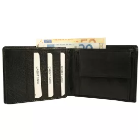   Akzent valódi bőr pénztárca, fekete Druckknopfverschluss 3000543-001