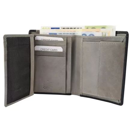 Carucci RFID bőr pénztárca, álló formátum, sötétkék/szürke