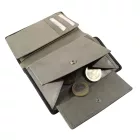 Carucci RFID bőr pénztárca, álló formátum, sötétkék/szürke