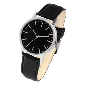 Karóra műbőr szíjjal, fekete, 40 mm