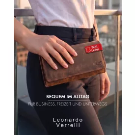 Leonardo Verrelli bőr pénztárca, RFID, sötétbarna