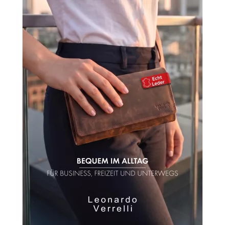 Leonardo Verrelli bőr pénztárca, RFID, sötétbarna
