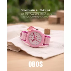 QBOS gyerekóra tanulóóra rózsaszín/pink szíjjal