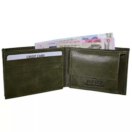 Steinmeister valódi bőr mini pénztárca, RFID, khaki