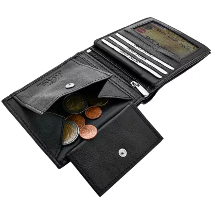 Steinmeister valódi bőr pénztárca, RFID, fekvő formátum, fekete
