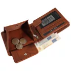 Leonardo Verrelli valódi bőr (antik) pénztárca, RFID, fekvő formátum, barna (konyak)