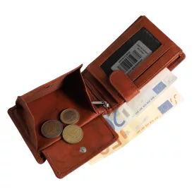   Leonardo Verrelli antik valódi bőr pénztárca, RFID, barna (konyak)