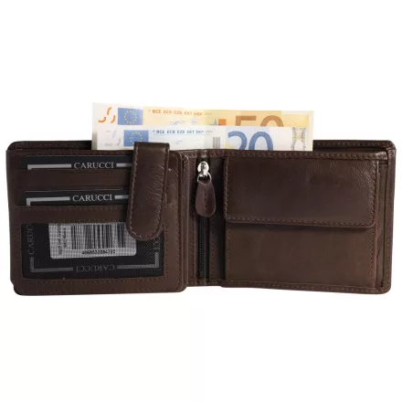 Carucci valódi bőr pénztárca, RFID, sötétbarna/barna