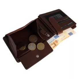   Carucci valódi bőr pénztárca dobozban, RFID, barna/sötétbarna