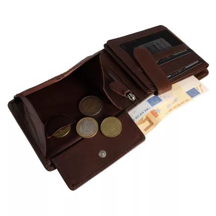 Carucci valódi bőr pénztárca dobozban, RFID, barna/sötétbarna