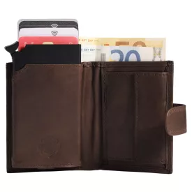   Leonardo Verrelli bőr pénztárca kártyatartóval, RFID, sötét