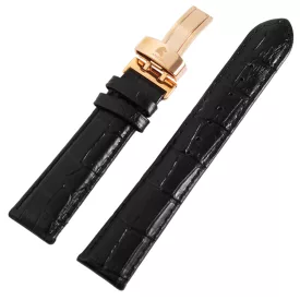 Carucci fekete bőrszíj, 22 mm