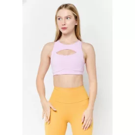 Adidas lila kivágott bordázott női sportmelltartó - XSAC