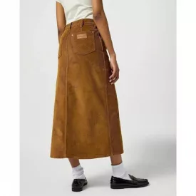 Wrangler cognac kordbársony maxi női szoknya barna - S