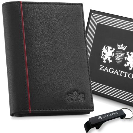 Férfi fekete függőleges bőr pénztárca kiterjedt RFID védelemmel ZAGATTO